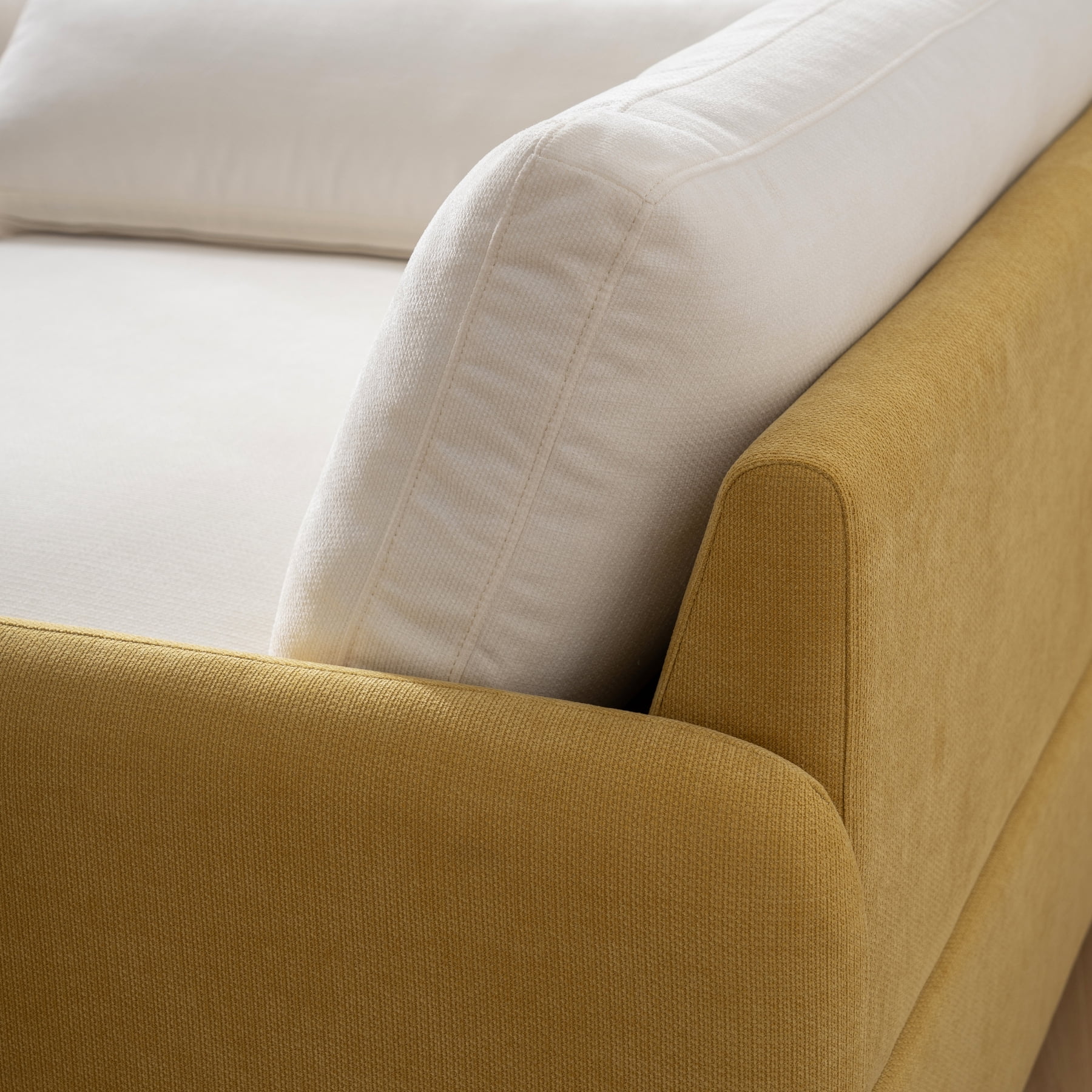 Leumius 50" Oversized Single Sofa Chair, Upholstered Chenille Accent Chair with Wide and Deep Seat, Modern Comfy Armchair,with Pillows for Living Room,Apartment,Bedroom,Yellow+Cream