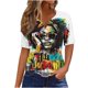thumbnail image 1 of Blusas de Verano de las Mujeres Casual Gradiente Manga Corta V-Cuello Superior, Ligera Imitación de Tela de Estante para la Primavera Y el Verano Diario Y de Fiesta, 1 of 5