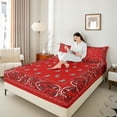 thumbnail image 4 of Castle Fairy Kids Teenagers Boho Red Paisley 4pcs Bed Sheets,Abstract Hippie Exotic Style Flower King Sheets,Bohemian Mandala Vintage Aesthetic Super Cozy Sheet Set,Super Cozy Room Decor, 4 of 7
