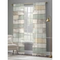 thumbnail image 4 of Beige Light Green Sheer Curtains 84 Inch Length 2 Panels Set, Farmhouse Wooden Striped Voile Window Treatment Rod Pocket Curtains Sheers Drapes for Bedroom/Living Room/Kitchen 52"x84"x2, 4 of 7
