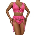 thumbnail image 1 of Gibobby Sujetador De Encaje Para Mujer Conjunto de ropa interior de encaje para mujer, conjunto de ropa interior y ropa interior de encaje con correa, lencería sexy(Rosa caliente, XXG), 1 of 5
