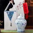 thumbnail image 1 of Jarrón de jengibre de cerámica oriental con tapa con bolsa Chinoiserie Regalo decorativo Jarrón de flor de ciruel fiesta Decoración Baoblaze tarro de jengibre, 1 of 8