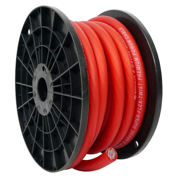 Rockville R0G30RED 0 Gauge 30 Foot Spool Red Car Amp Power Ground Wire Cable