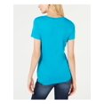 thumbnail image 2 of INC $39 Womens New Blue Tie Front  Jewel Neck Short Sleeve T-Shirt Top S B+B, 2 of 2