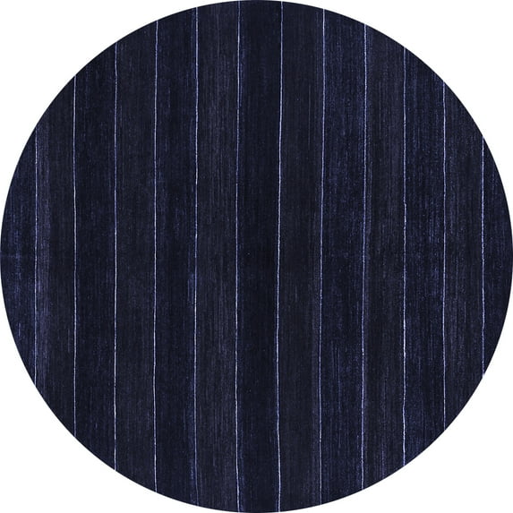 Ahgly Company Machine Washable Indoor Round Abstract Blue Contemporary Area Rugs, 7' Round