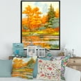 thumbnail image 2 of Autumn Forest By The Lake Side IV 12 in x 20 in Framed Painting Canvas Art Print, by Designart, 2 of 5
