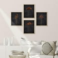 thumbnail image 3 of PixonSign Framed Wall Art Dark Moody Floral Prints, Set of 4 Wildflower Still Life Paintings, Minimalism Wall Décor, Nature Wilderness Adhesive Canvas Posters for Home Decor - 12"x16" Natural, 3 of 5