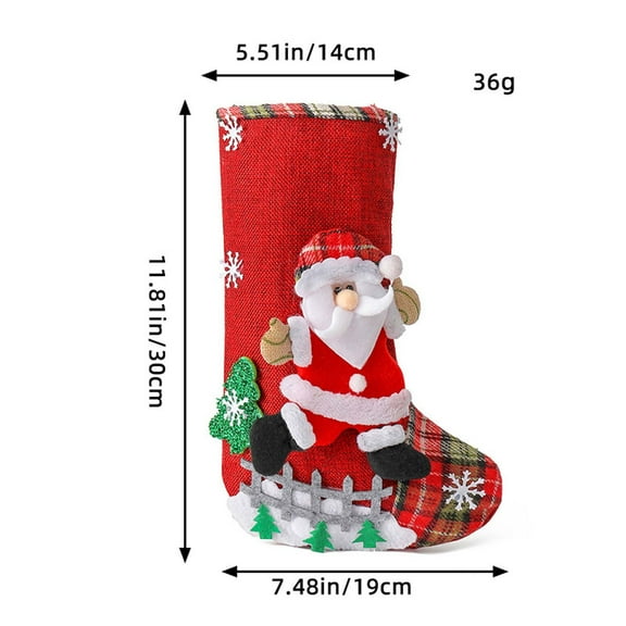 HCBY Christmas Stocking Set of 4 Character Designs Santa Snowman Cow Bear 12 Inch Lightweight Cloth for Fireplace Mantle Xmas Decor Holiday Sock Gift Bag
