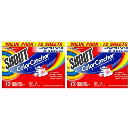 Shout Color Catcher, Dye-Trapping Sheets, 72 Sheets (Pack of 2)