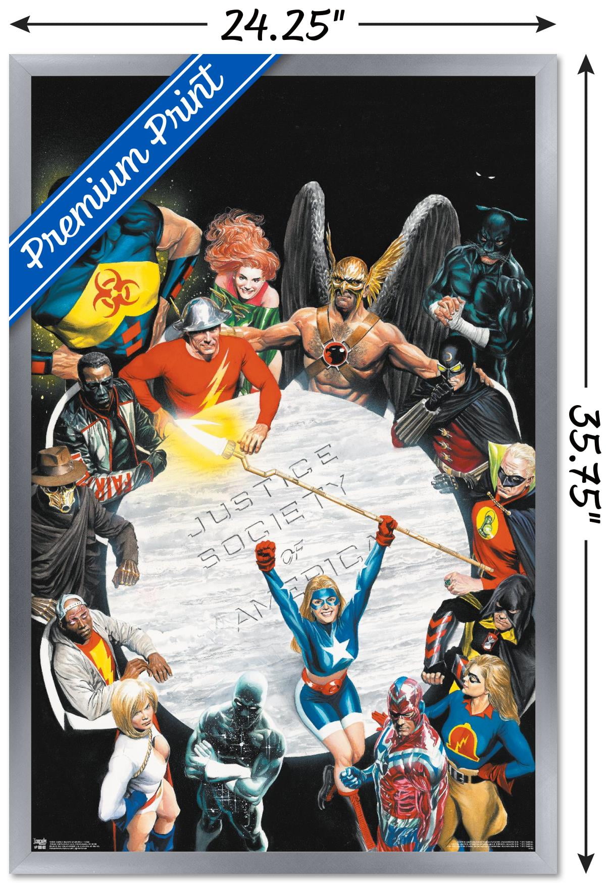 DC Comics - The Justice Society of America - Table Meeting Wall Poster, 22.375" x 34", Framed