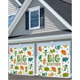 thumbnail image 3 of Big Brother Garage Door Banner Covers, Cartoon Pink Yellow Green Blue Dinosaurs Trees Large Hanging Indoor/Outdoor Backdrop Background for Christmas Winter Party Decor, 6x13 FT, 3 of 9