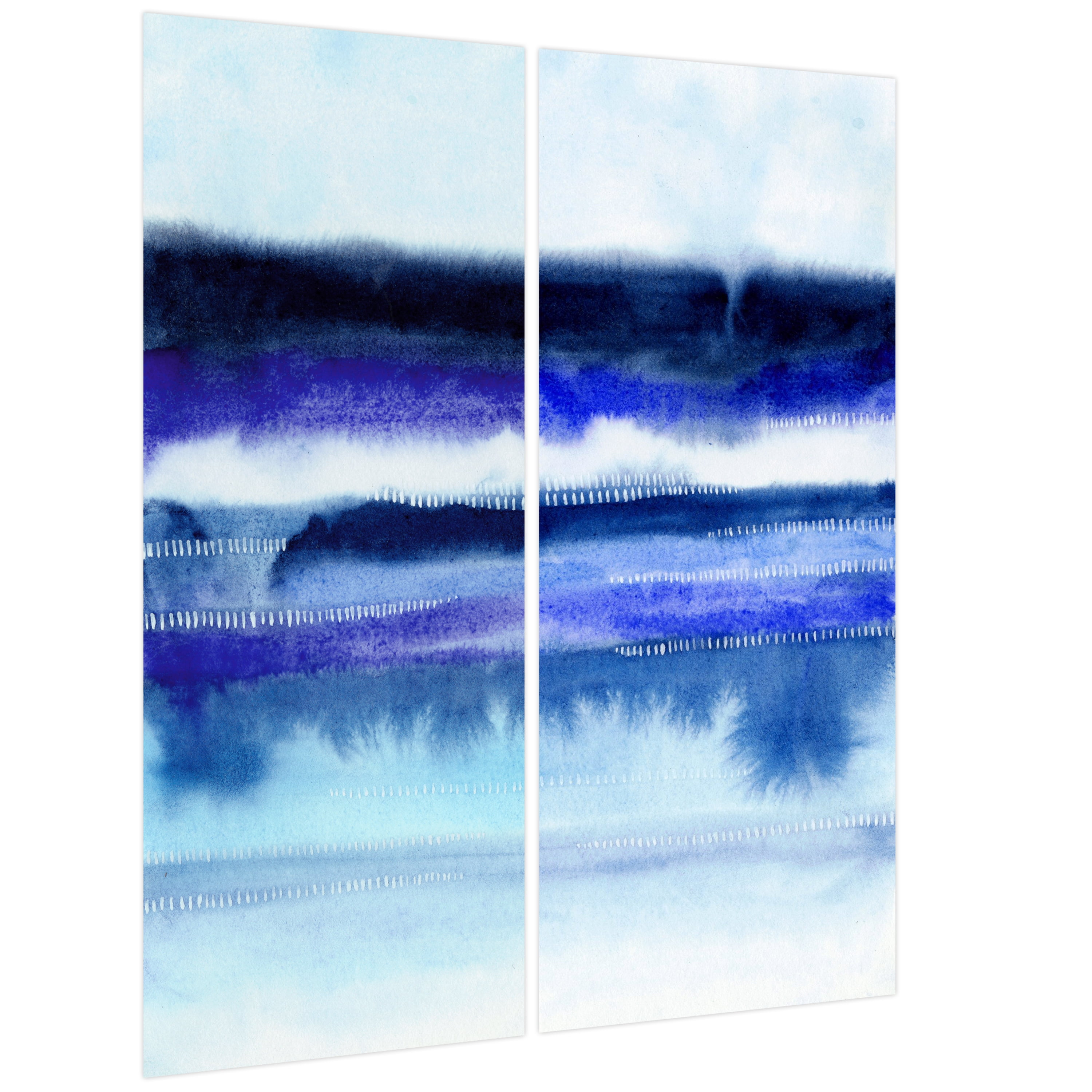 Empire Art Direct Shorebreak Abstract A & B Frameless Free Floating Tempered Glass Panel Graphic Wall Art, 63" x 24" each, Ready to Hang