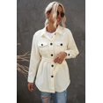 thumbnail image 2 of ABPHQTO Abrigo de mujer con botones y solapa beige con bolsillos en el pecho, 2 of 5