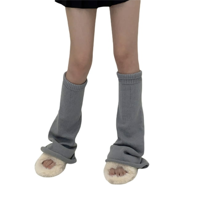 Gupgi Women Knitted Leg Warmers Solid Color Loose Socks Winter Warm Boot Cuffs