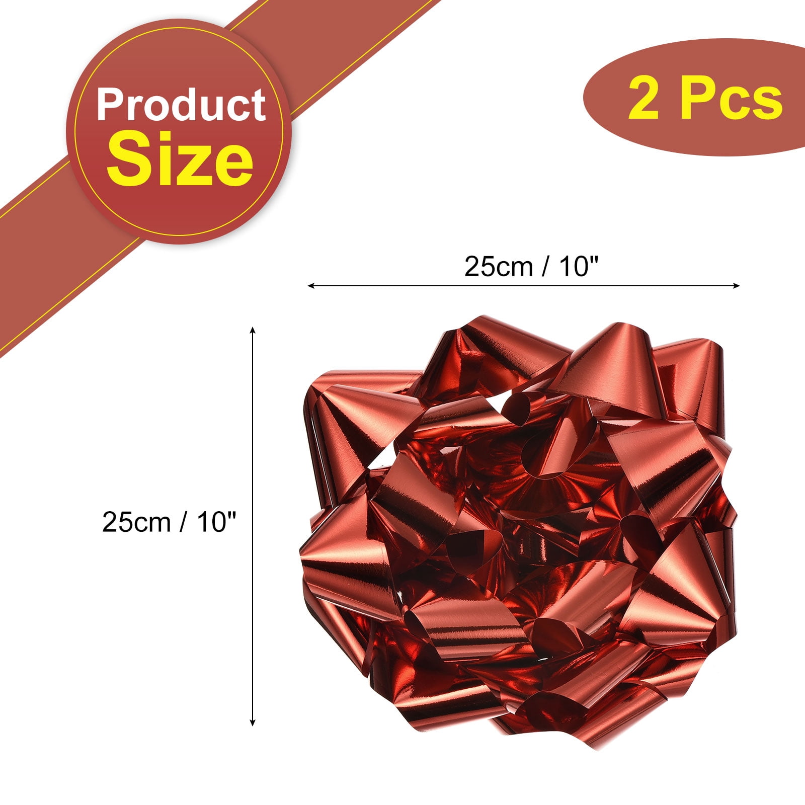 Uxcell 10 Inch Large Gift Bow Metallic Christmas Bows Red for Gift Wrapping 2Pcs