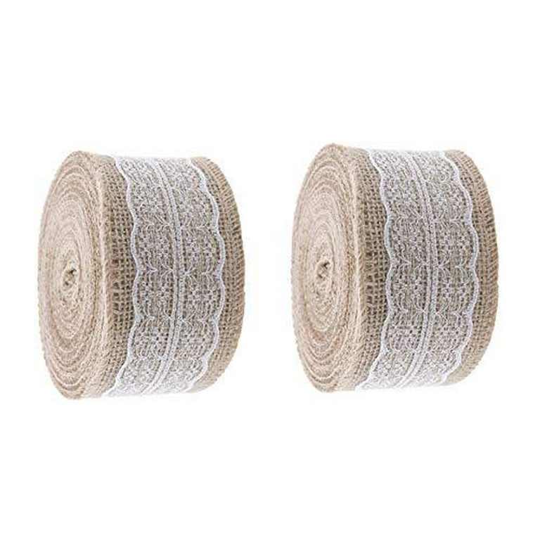 Burlap Ribbon with Lace Unwired 20 Yards Rustic Jute Ribbon for