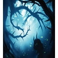 thumbnail image 3 of Mystic Duvet Cover Set, Animal with Burning Eyes in the Dark Forest at Night Horror Halloween Illustration, Decorative 2 Piece Bedding Set with 1 Pillow Shams, Twin Size, Navy White, by Ambesonne, 3 of 3