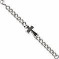 thumbnail image 3 of Stainless Steel Polished Black Carbon Fiber Inlay Cross 8.5In Bracelet (8.5 X 10) Made In China -Jewelry By Sweet Pea, 3 of 8