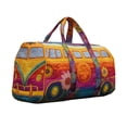 thumbnail image 2 of Quilted Hippie Van Duffle Bag with Adjustable Padded Strap - Large 18 Inch Weekender Travel Bag for Women, Gym Dance Yoga Overnight Festival Carryall Made from Strong Polyester Fabric,E, 2 of 7