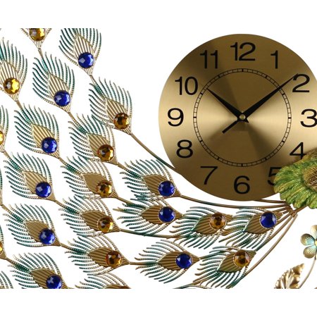 Three Star Import & Export YC1050 31 x 24 in. Peacock Wall Clock