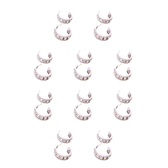 Jumpingount 1 par de pendientes de tuerca circulares de circón con plateada, pendientes colgantes exquisitos, pendientes clásicos de moda para Como se muestra 10Conjunto