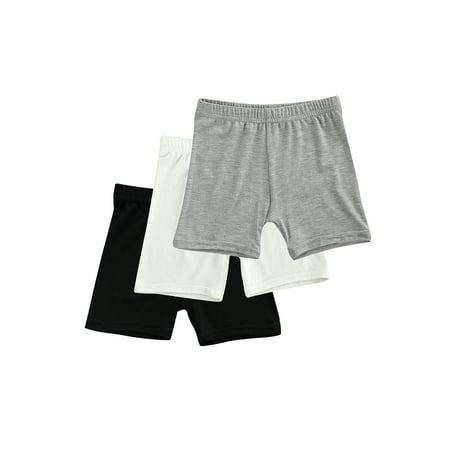 

Fiomva Girls Safety Pants Anti-emptied Stretch Solid Color Mid-rise Shorts