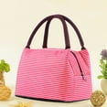 thumbnail image 2 of Summercome Lunch Bags, Reusable Striped Lunch Tote Bags Simple Design, Portable Lunch Cooler Bag for Women, Large Lunch Holder Insulated Lunch Box Bag for Picnic Office Beach (Hot Pink), 2 of 8