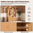 thumbnail image 5 of FFZ Farmhouse Hall Tree with 5 Metal Hooks, Bench and Fluted Doors, 46.4 x 16.7 x 75.6 inch, Natural, 5 of 14