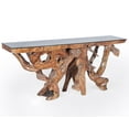thumbnail image 3 of Rustic Teak Wood Root Live Edge Console Table with Glass Top, 72 inches, 3 of 5