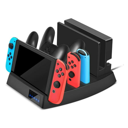 Controller Charging Dock for Nintendo Switch, TSV 6 in 1 Charging Station for Nintendo Switch Joy-Con Controllers and Pro