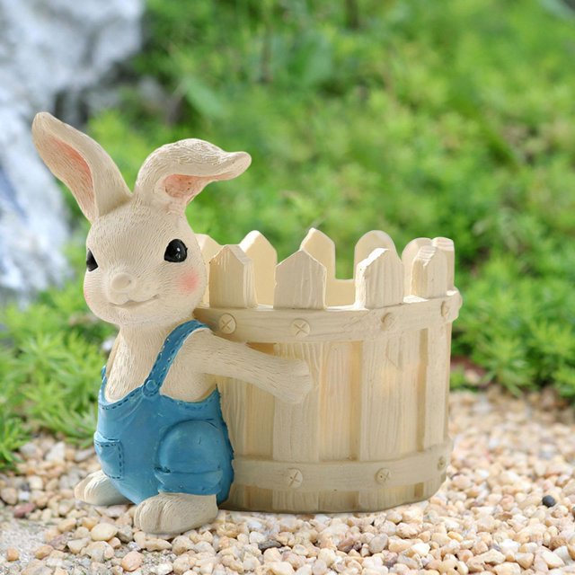 Estatua de conejo shamjiam maceta de jardín hecha a mano 14 cm