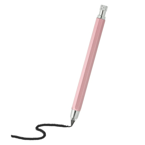 1Pcs Mechanical Pencil 5.6mm, Pencils Mechanical Holder Large Automatic Metal Holder with Sharpener for Graphite Pencil Drawing Art Sketching Woodworking, Pink