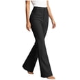thumbnail image 4 of Womens Work Office Pants High Waisted Bell Bottoms Slim Fit Stretch Flared Dress Pants Trousers for Business Casual Going Out,Black,L, 4 of 6