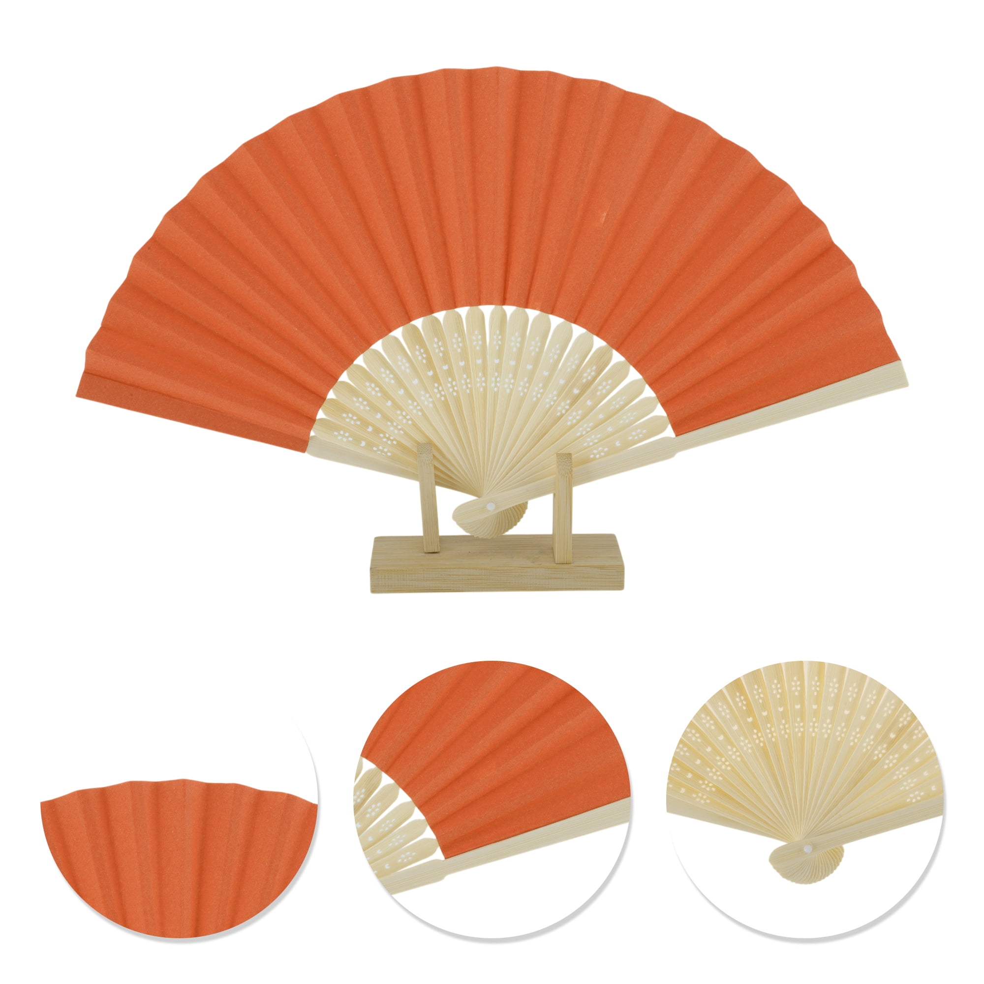 Unique Bargains Portable DIY 7-Inch Blank Folding Fan 1 Pc Orange