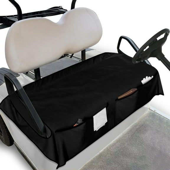 SEANATIVE Black Golf Cart Seat Covers Club Car Breathable Golf Cart Covers 2 Passenger with Pockets Non-Slip Golf Cart Seat Blanket Covers Universal Fit 2-Seat Golf Cart