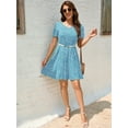 thumbnail image 4 of Chiclily Women's Short Sleeve Dresses Daisy Blue Medium V Neck Flowy Beach Sundress with Pockets, 4 of 6