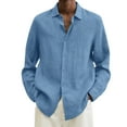thumbnail image 2 of Qwertyu Mens Linen Dress Shirts Long Sleeve Dress Shirts Plus Size Casual Linen Shirts for Men Button Down Shirt Light Blue M, 2 of 6