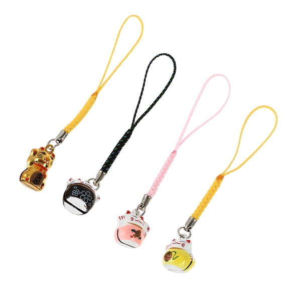 Pretyzoom 4Pcs Fortune Cat Keychain Key Ring Accessory Charms Copper Material for Everyday Use