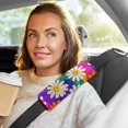 thumbnail image 6 of 2 Pcs Seat Belt Strap Covers Pad for Car Soft Flannel Car Seat Belt Shoulder for All Cars Rainbow Daisy Flowers, 6 of 8
