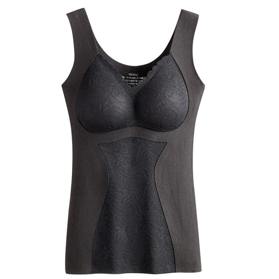 Ahdbta Women's Underwear Tops with Bulit-in-Bra Fleece Lined Fall Winter Warm Thicken Base Tops Slim Fitted Sleeveless Tank Tops