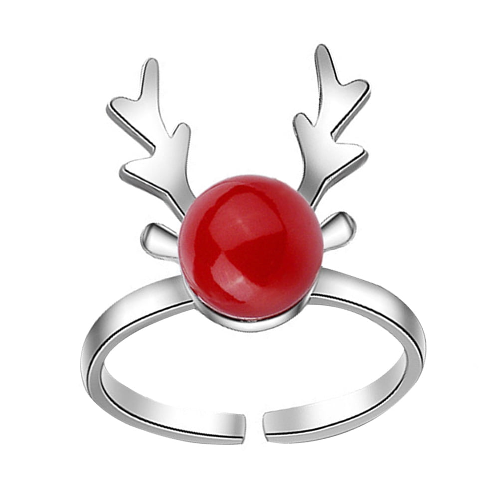 1pc Mini Antler Shaped Ring Christmas Sweet Style Finger