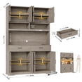 thumbnail image 7 of Hiphuta Farmhouse Kitchen Pantry Storage Cabinet, 75”H Freestanding Hutch with 8 Doors and 2 Drawers for Dining and Living Room, Ash Gray, 7 of 7