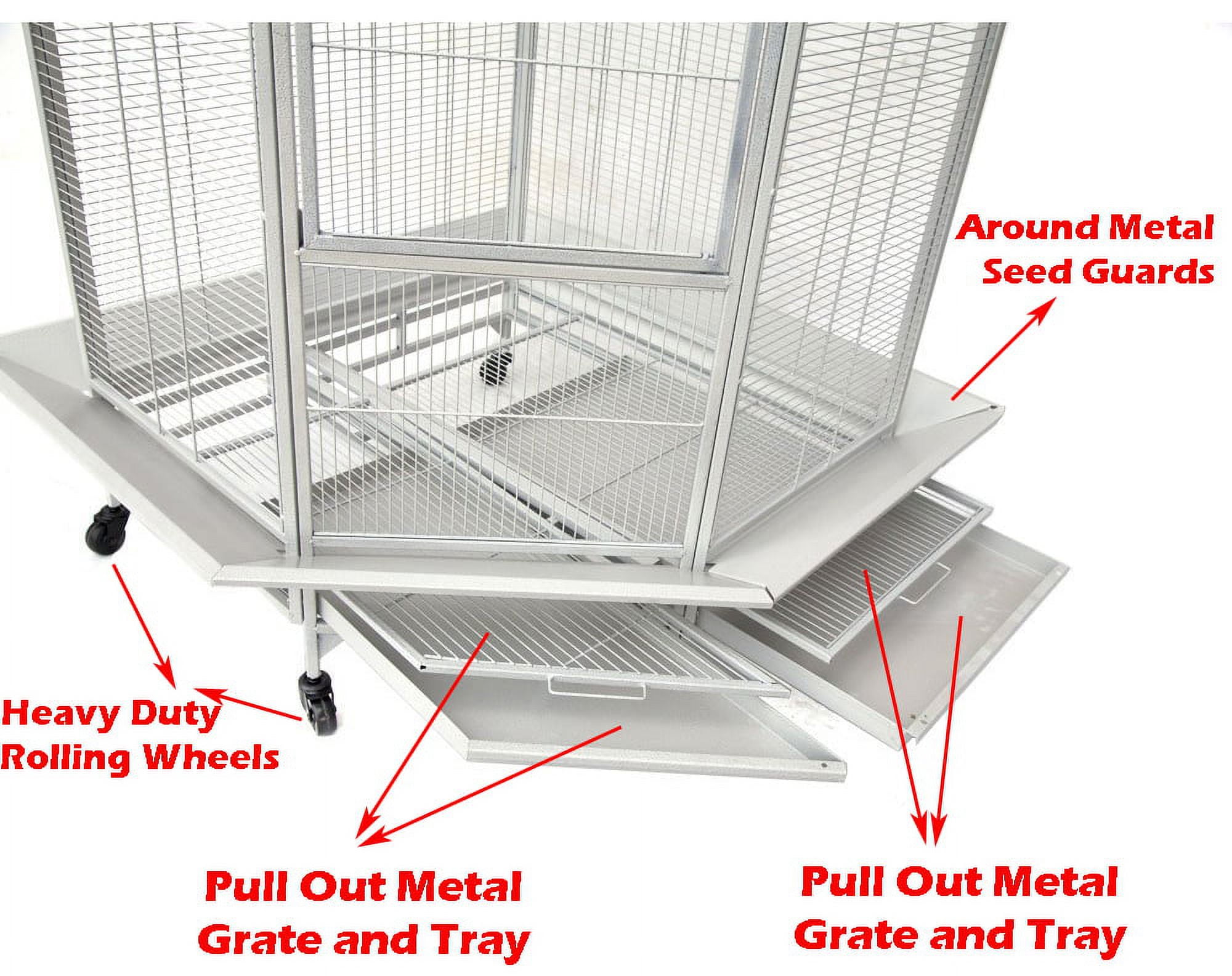 EXTRA SPACIOUS Deluxe Corner Flight Bird Parrot Breeding Cage 1/2-inch Bar Spacing With Around Metal Seed Skirts for Cockatiel Parakeet Budgies Aviary Canary Lovebird Finch
