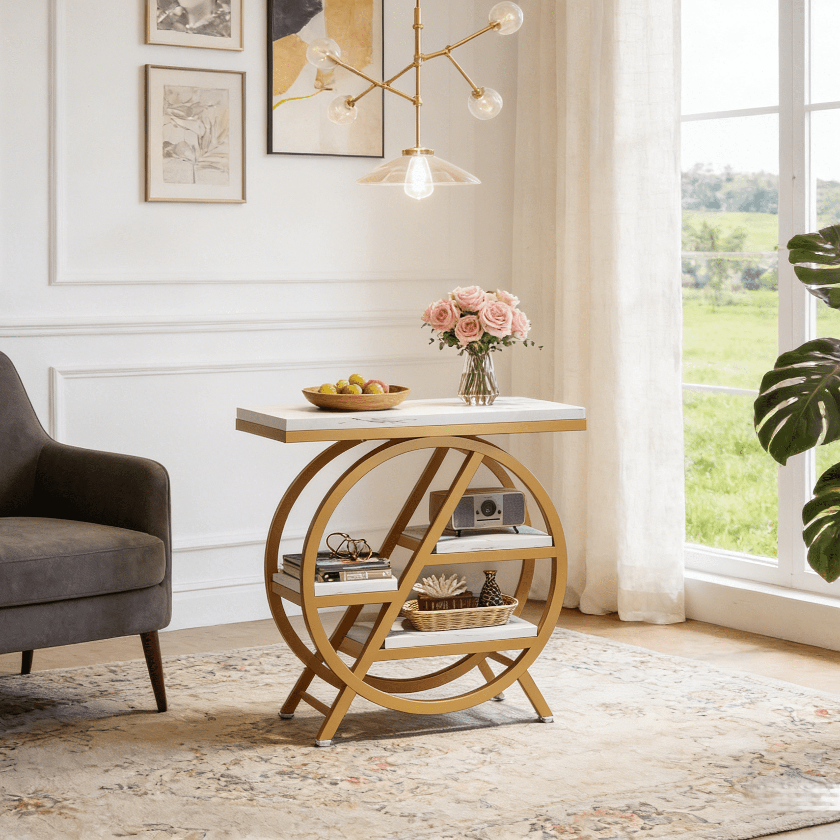 Fnova End Table Modern Wood Narrow Farmhouse Side Tables with Storage Shelf for Living Room, Bedroom, Nightstand