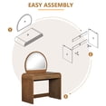 thumbnail image 6 of 39-Inch Touch Screen LED Makeup Vanity with 3-Light System & Removable Mirror Desk Conversion, Rubber Wood & Tempered Glass Dressing Table for Bedroom or Home Office, Espresso Finish, 6 of 7