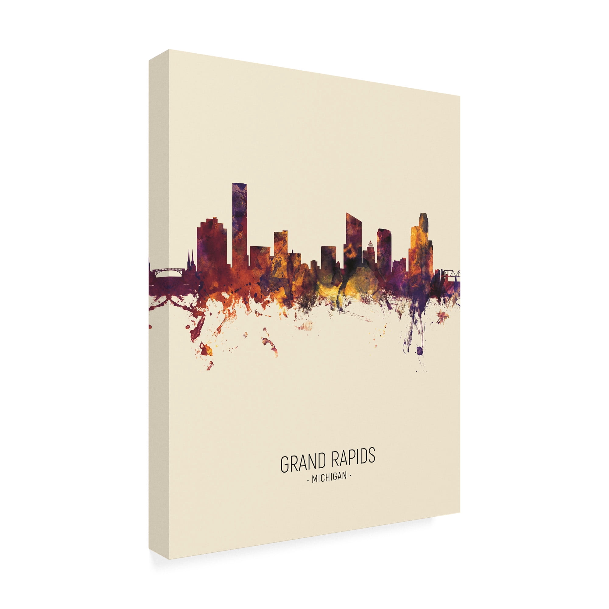 Trademark Fine Art 'Grand Rapids Michigan Skyline Portrait III' Canvas Art by Michael Tompsett
