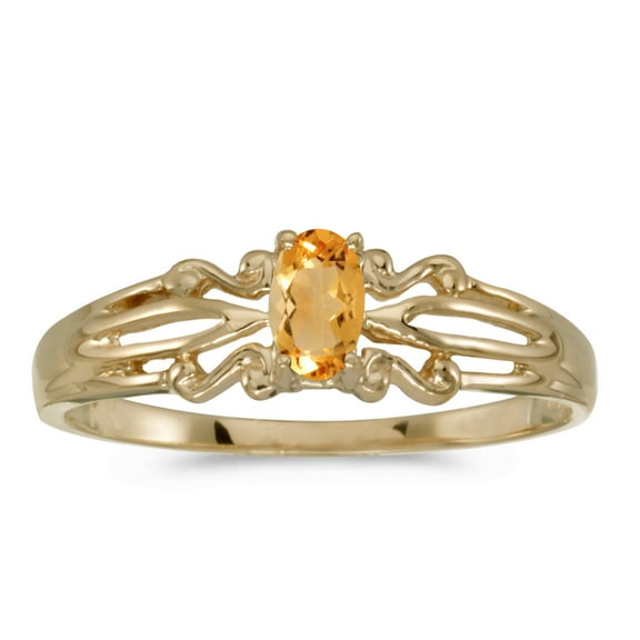 14k Yellow Gold Oval Citrine Ring