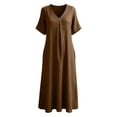 thumbnail image 4 of TIHLMK Women's V-Neck Short Sleeve Pocket Maxi Dresses Half Sleeve Casual Long Dresses with Relaxed Fit for Everyday Wear, 4 of 9
