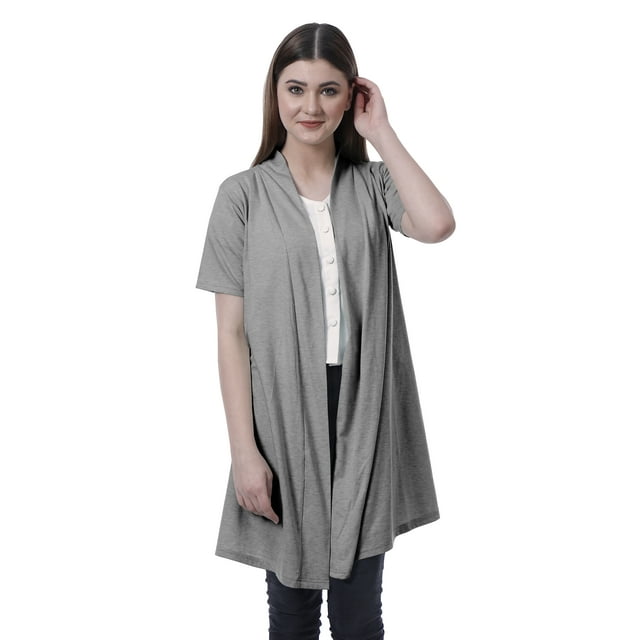 Moomaya Womens Half Sleeve Shrug Open Front Long Cardigan Lightweight Summer Fit
