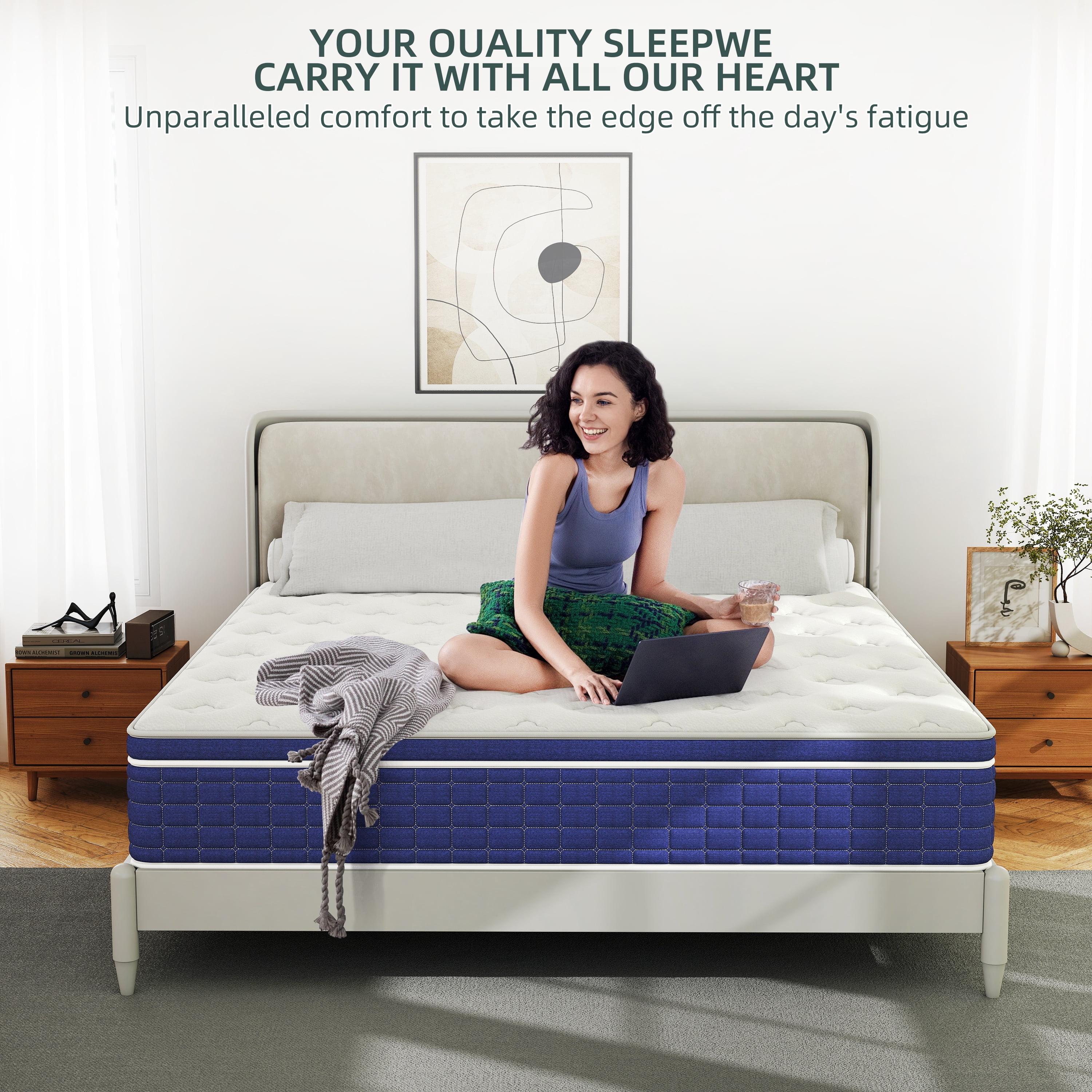 lemontalking 14 Inch Twin Mattress Gel Memory Foam Spring Hybrid Mattress In A Box